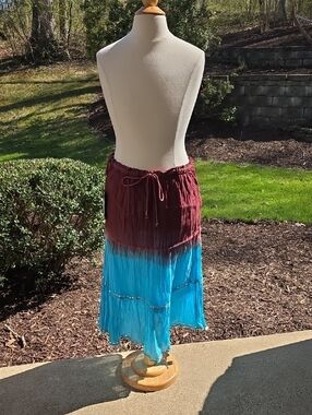 Tokyo Denim Boho Crinkle Maxi Skirt